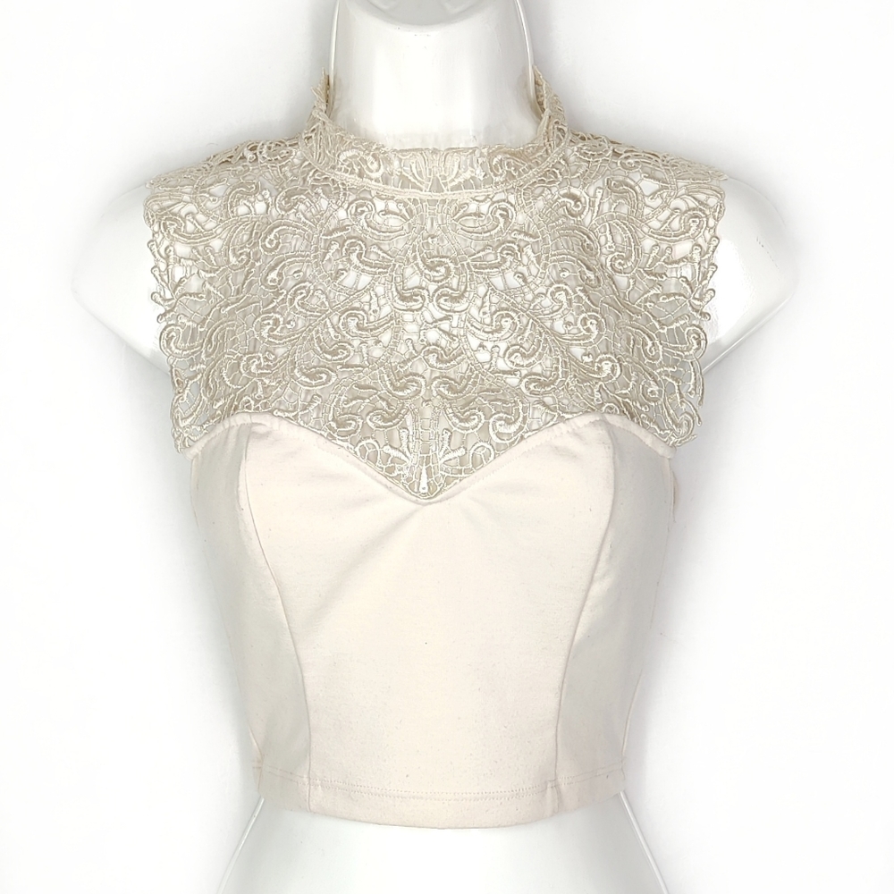 Tela lace top, sleeveless, size XSmall, cream tone.
